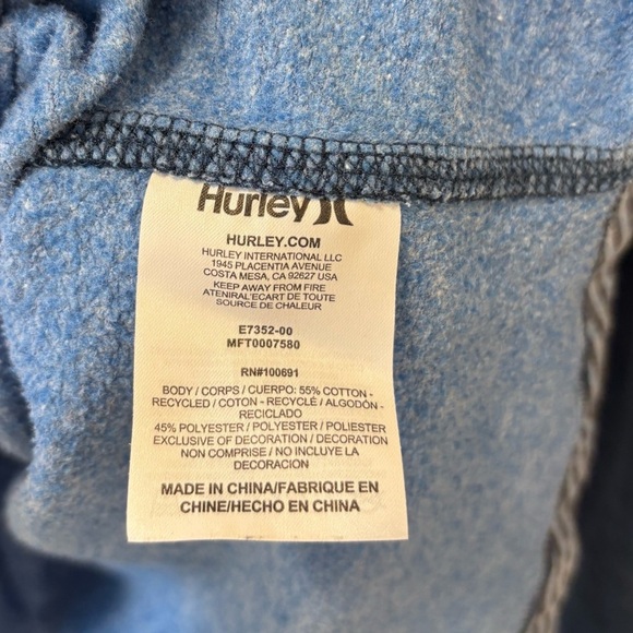 Hurley Blue Hoodie Stripes Pullover Sweatshirt Casual Athleisure Streetwear - Picture 10 of 11